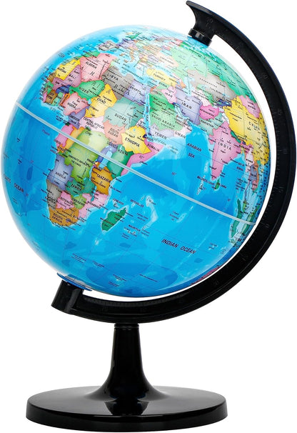 Exerz 8" World Globe - Political Map Educational- Self Assembled School Globe