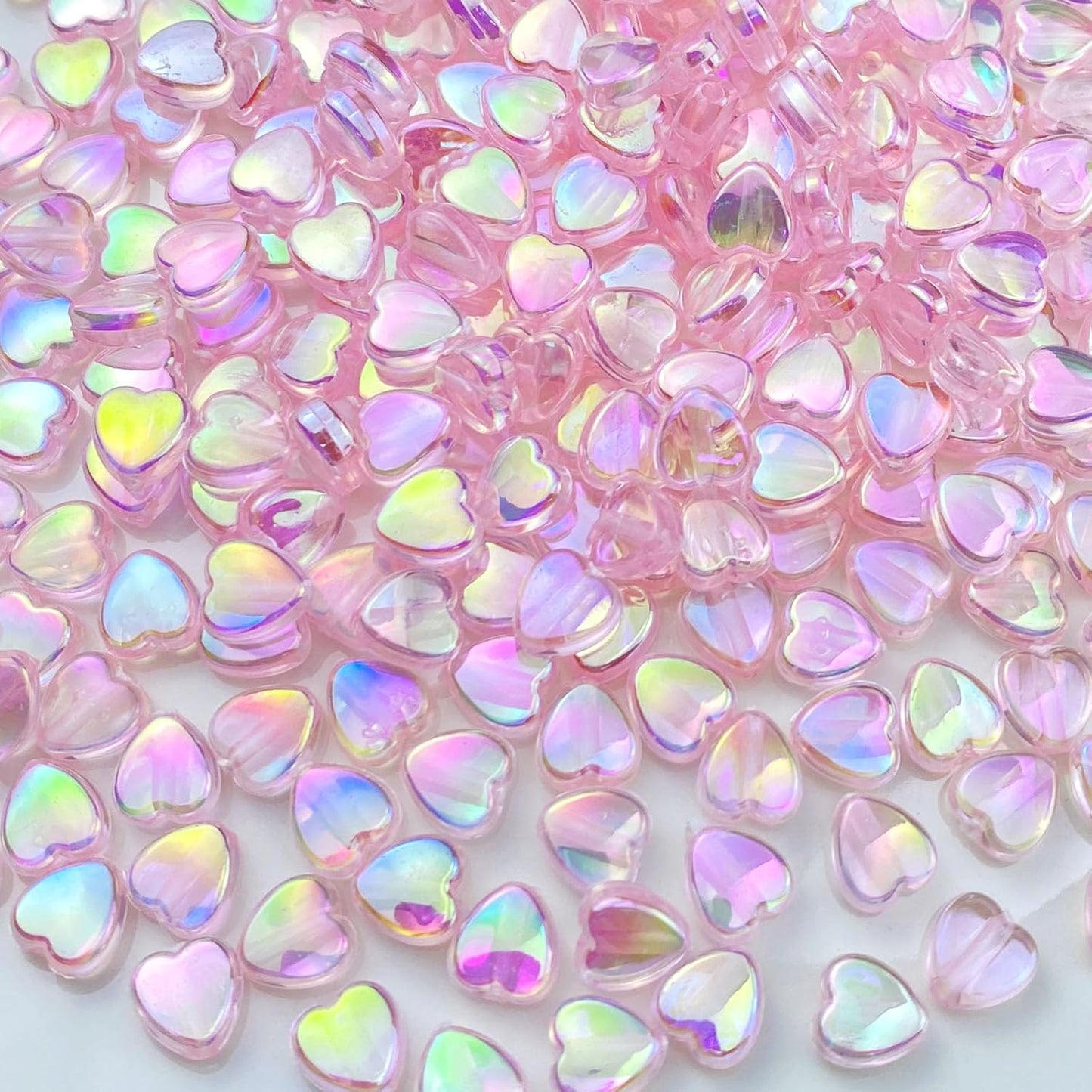 400 PCS Acrylic Heart Shape Beads AB Colors Heart Pony Spacer Beads for Jewelry Making DIY Bracelet Earring Necklace Key Chains(Deep Pink)