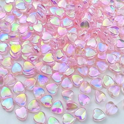 400 PCS Acrylic Heart Shape Beads AB Colors Heart Pony Spacer Beads for Jewelry Making DIY Bracelet Earring Necklace Key Chains(Deep Pink)