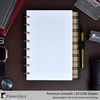 Eleven Discs Discbound Paper, Junior Size Mileage Log Sheets - Premium 120gsm Heavyweight Notebook & Planner Refills - 8 Discs, 5.5 x 8.5 in - Punched for Circa, Arc, TUL (50 Sheets)
