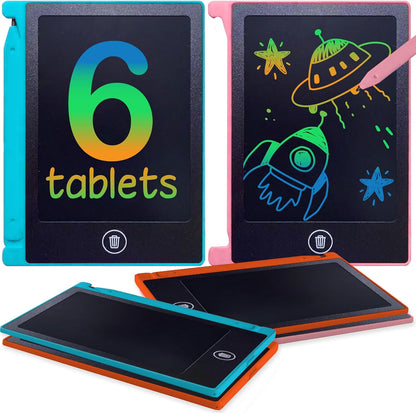 Party Favor Mini LCD Writing Tablet for Kids, 6 Pack – 4.5 Inch Mini Drawing Board. Fun and Educational for Kids that Sketch and Doodle. Perfect Goodie Bag and Gift Bag Filler, School Prize Or Gift