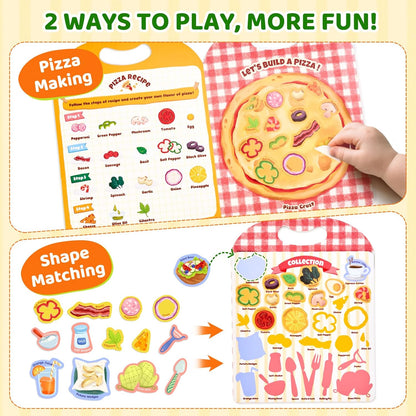JoyCat Reusable Sticker Book Set (3-Pack): Farm, Pizza-Making, Weather - 90 Pcs Stickers for Toddlers, Kids Sticker Activity Book, Road Trip Travel Toys, Birthday Gifts for Boys and Girls