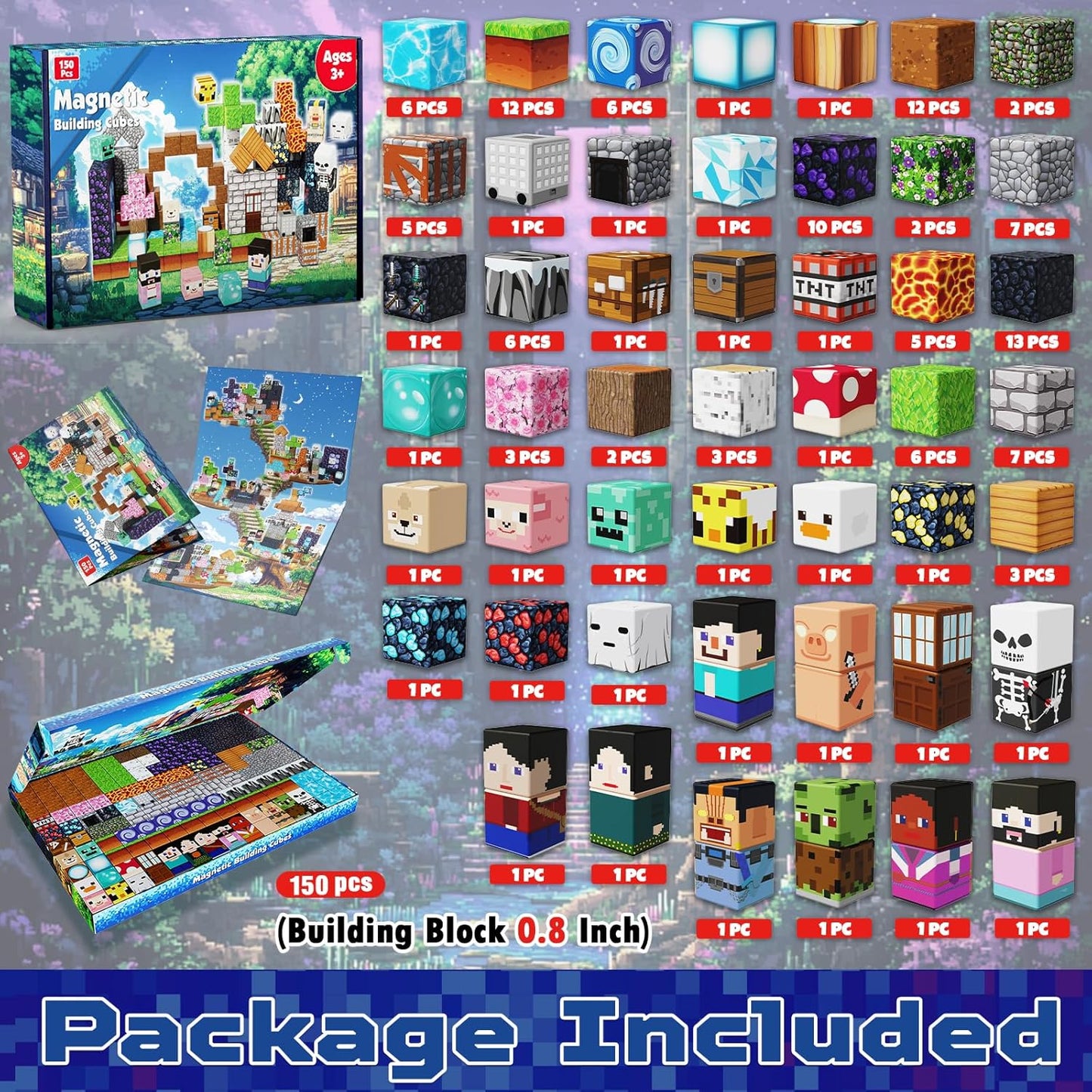 Magneverse 200 PCS 0.8in Magnetic Blocks - Magnet Toys for Kids, Magnetic Building Blocks Cubes, Stacking Magnets, School STEM Toys Birthday Gifts for Boys and Girls Age 3+ Years Old (Theme: Portal)