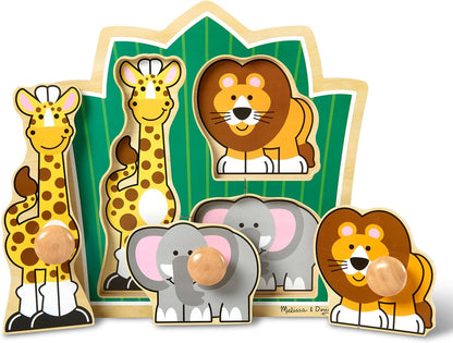 Melissa & Doug Pet Animals Jumbo Knob Puzzle, Wooden Peg Puzzle for Toddlers, Educational Toy for Shape Recognition and Fine Motor Skills, Ages 1+