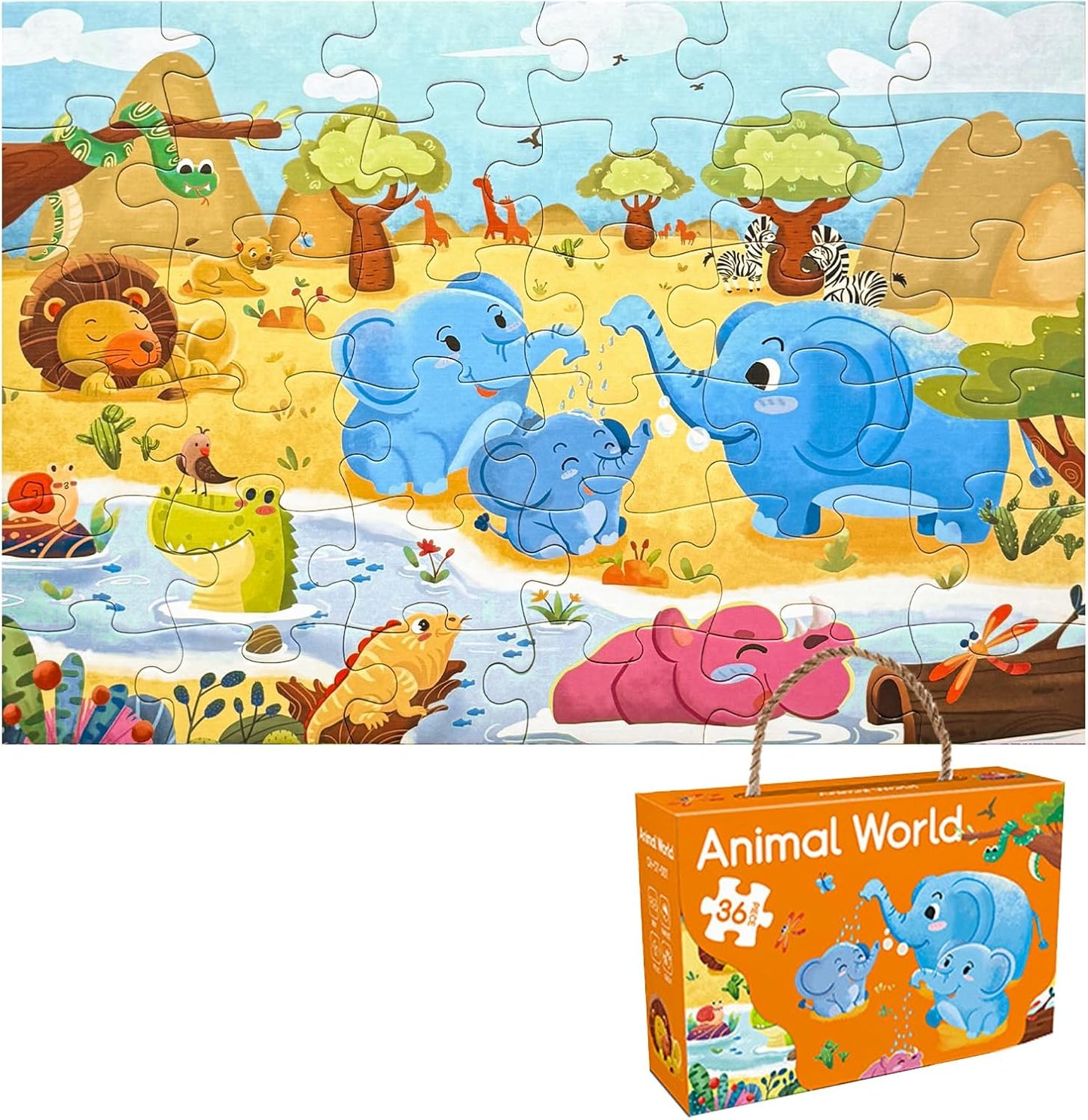 GIVEITALL Jigsaw Puzzles for Kids Ages 3-5 6-8 8-10 Year Old,Dog Planet Floor Puzzle 36 Pieces Enlightening Game Creative Gifts for Boys Girls (Dog)