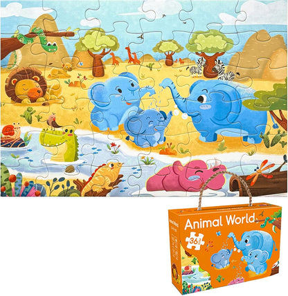 GIVEITALL Jigsaw Puzzles for Kids Ages 3-5 6-8 8-10 Year Old,Dog Planet Floor Puzzle 36 Pieces Enlightening Game Creative Gifts for Boys Girls (Dog)