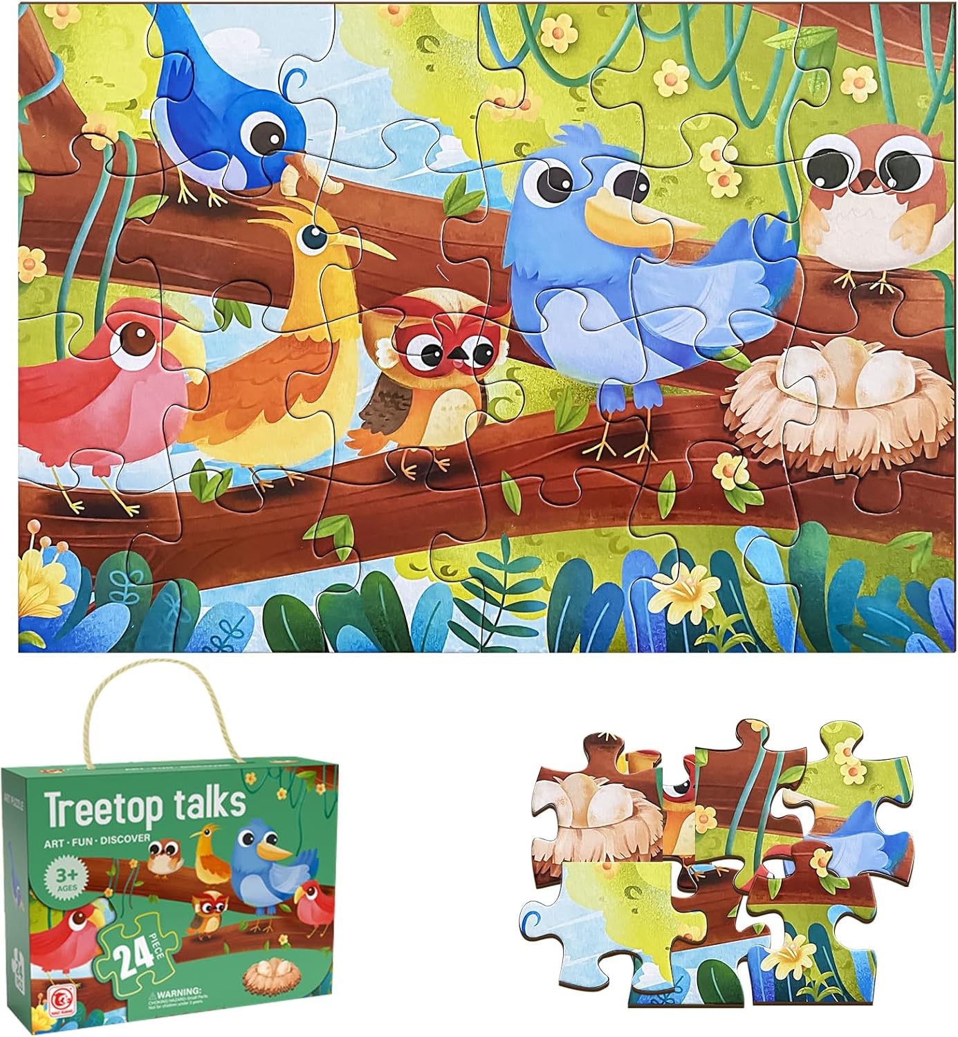 Jumbo Floor Puzzle for Kids, Large Jigsaw Puzzles 24 Piece for Kids Ages 3-5,Preschool Learning & Education Toys, Gifts for 4-8 Year Old Boys and Girls (Jungle Animals)