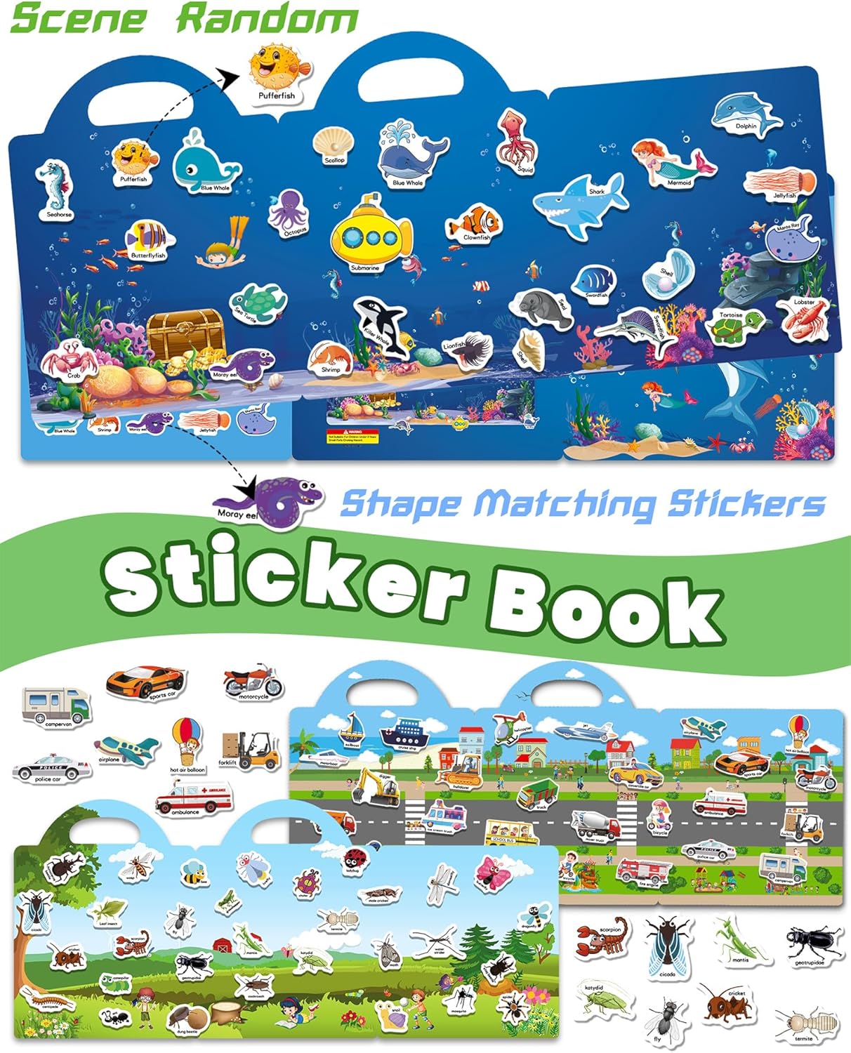 Walenced Reusable Sticker Book for Toddlers, Stickers for Kids, Toddler Sticker Book, Toddler Craft Activities, Toddler Travel Toys Ages 3 and Up Boy Girl Birthday Gifts