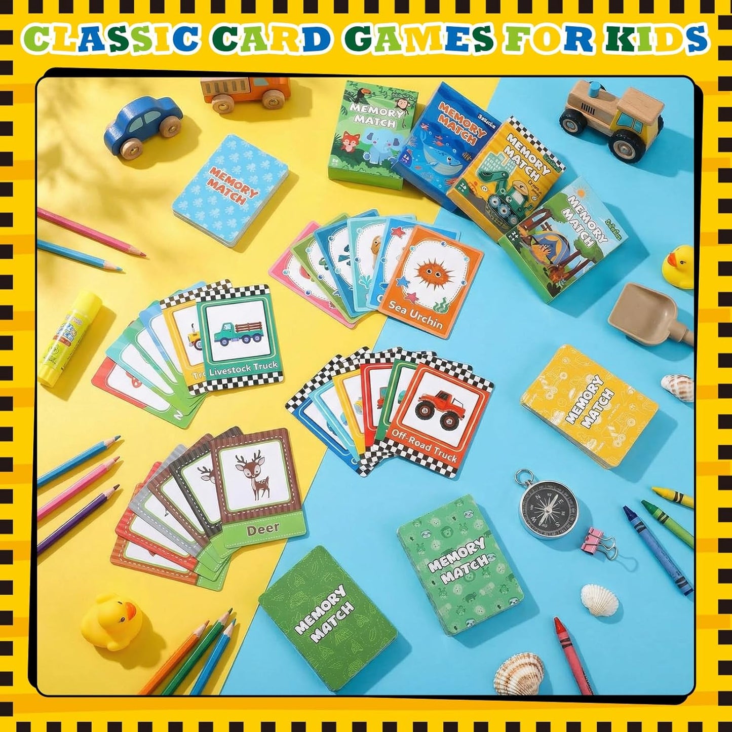 Zubebe 4 Sets Memory Matching Game for Kids Memory Match Fun Matching Game Educational Toys for Family Night, Party Favors, Classroom Prizes (Style 1)