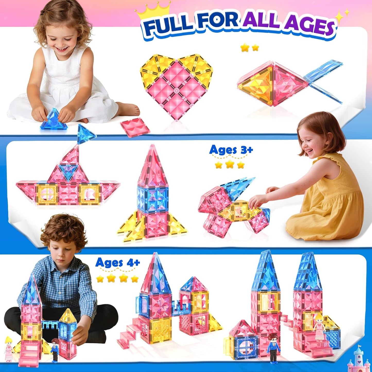 Soyee Diamond Magnetic Building Blocks - Princess Toys for 3-8 Year Old Girls & Boys - 3 4 5 6 Year Old Girl Birthday Xmas Present