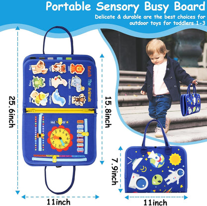 SaFeli Toddler Busy Board, Montessori Toys for Toddler Girl Birthday Gifts, Learning Toys Sensory Busy Book Toys for Toddlers, Travel Educational Book for Airplane Car | Birthday Gift for Girls, Pink