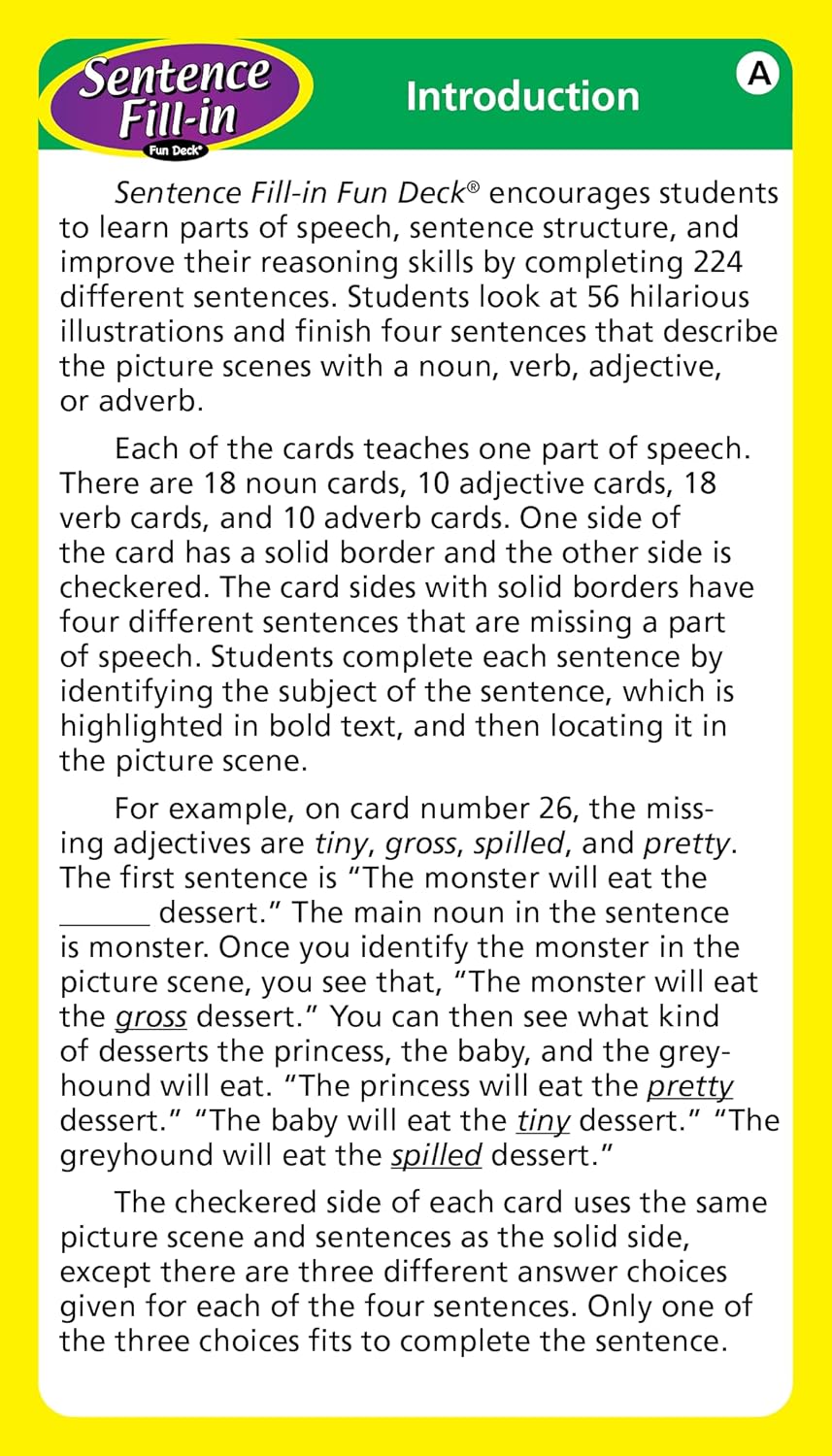 Super Duper Publications | Sentence Fill-in Fun Deck Flash Cards | Educational Learning Resource for Children