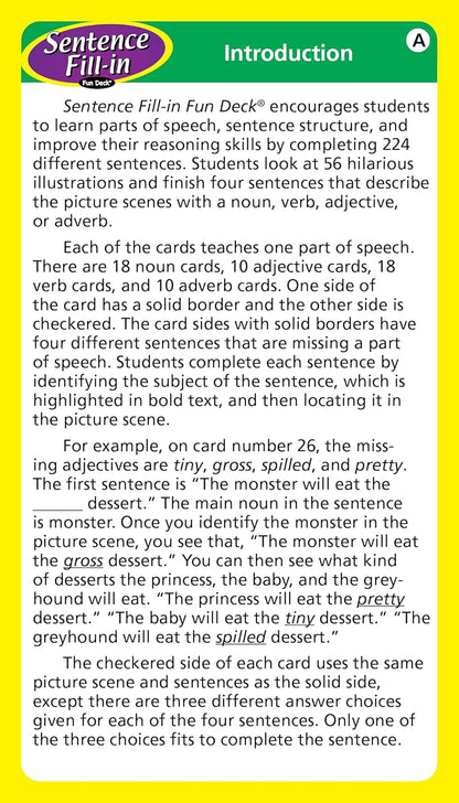 Super Duper Publications | Sentence Fill-in Fun Deck Flash Cards | Educational Learning Resource for Children