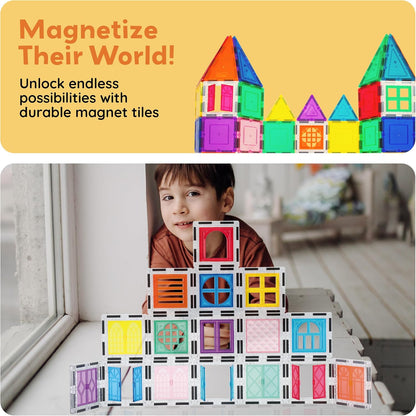 PicassoTiles Window and Door Clip On Magnetic Blocks Magnet Tiles Magnets Building Tile Construction Toy Set STEM Education Toys Learning Kit Stacking Block Playset Boys & Girls Age 3+ PT30