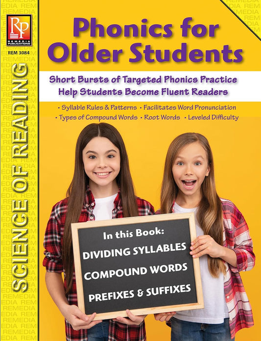 Remedia Publications Science of Reading Phonics Task Cards for Older Students - Decoding, Syllables, Prefixes & Suffixes, Research-Based Reading Intervention and Literacy Practice