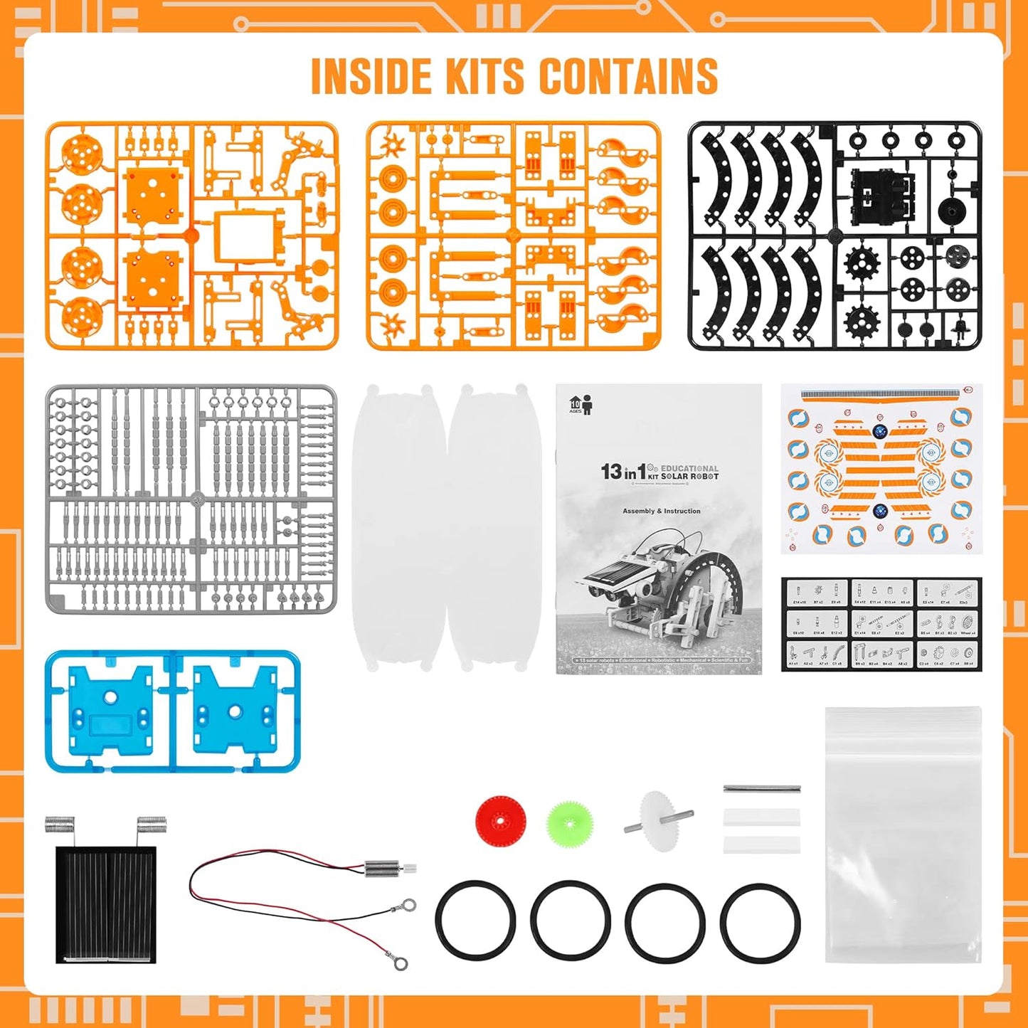 STEM 13-in-1 Education Solar Power Robots Toys for Boys Age 8+, Educational Toy DIY Science Kits for Kids, Building Experiment Robotics Set Birthday Gifts for 8+ Years Old Boys and Girls