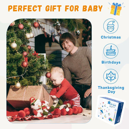 Adena Montessori Play Kit for 3-4 Months Baby,8 in 1 Wooden Learning Educational Toys for Toddler,Include Framed Mirror Book,High-Contrast Cards and More,Christmas Birthday Gift for Boys Girls