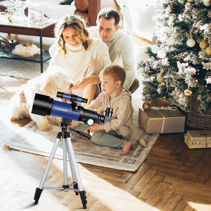 Telescope for Kids Beginners, 70mm Aperture 400mm Astronomical Refracting Telescope for Adults Students - Travel Telescopes with Tripod, Phone Adapter(Ocean Blue)