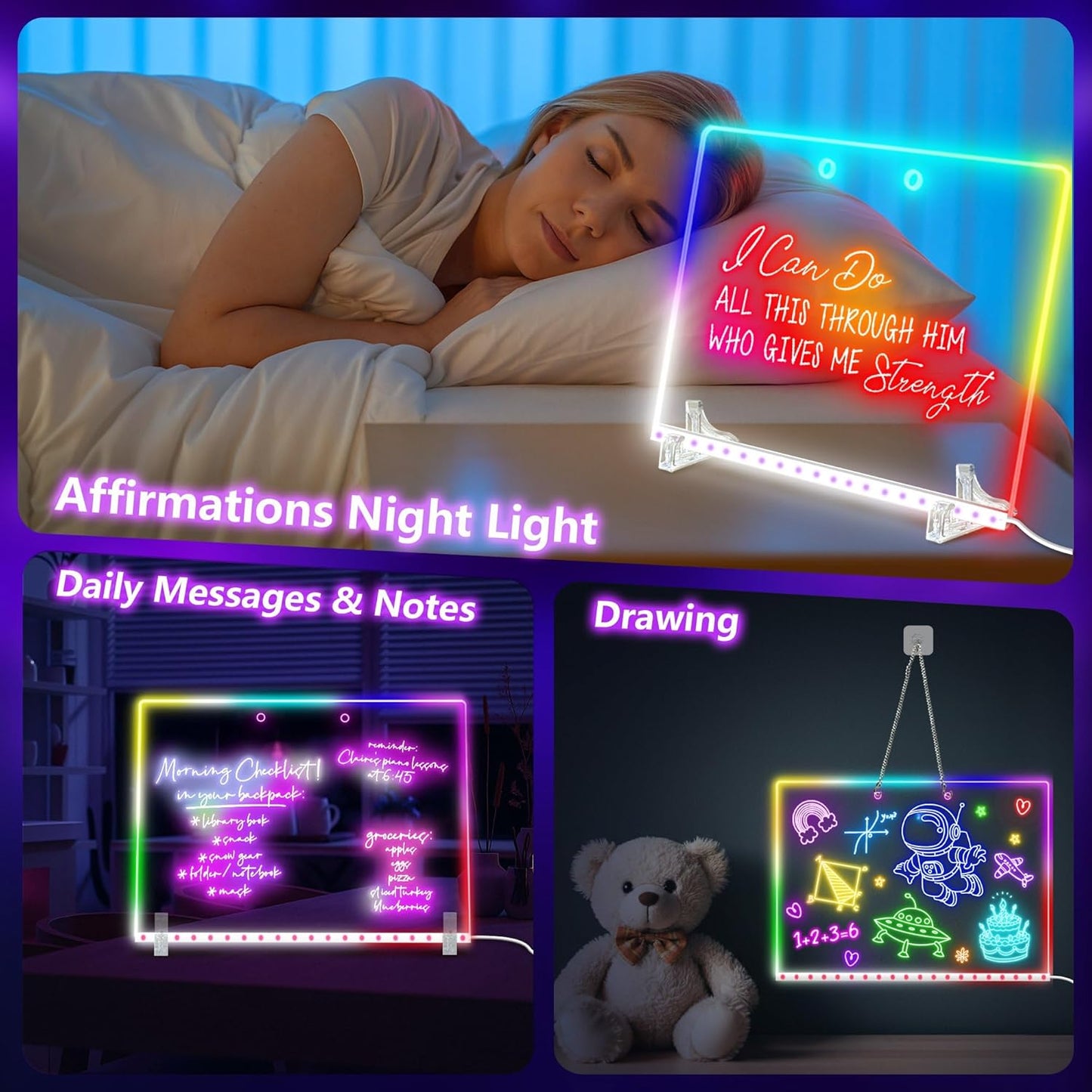 16" Led Drawing Board for Kids with 18 Tracing Stencils - Light up Led Note Board, 2026 Birthday Gifts for Boys Girls Ages 5 6 7 8 9 10 12+ Year Old, Magic Glow Art Toys for 6 7 8 9 10 Year Old, 39PCS