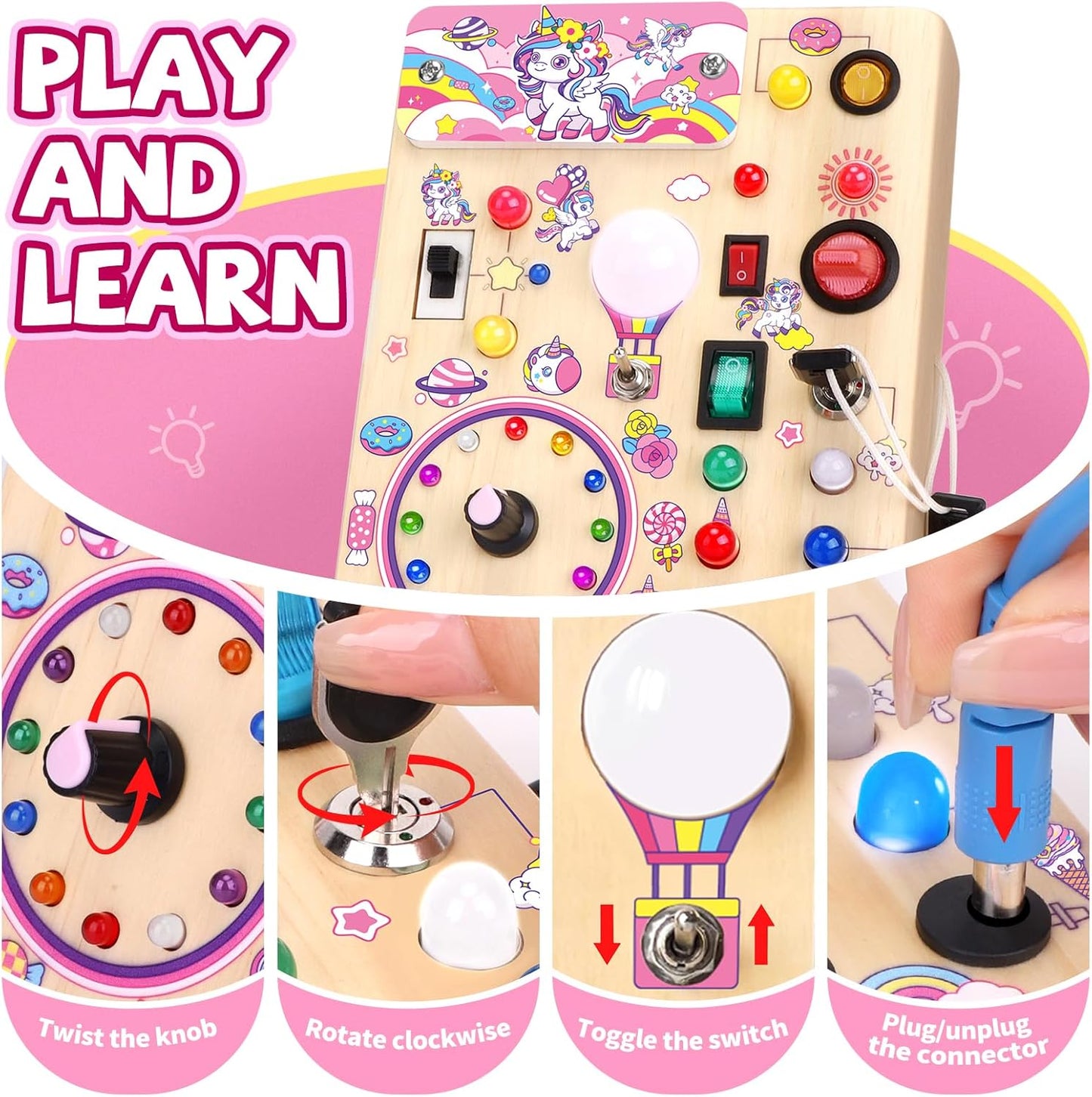Grarain Busy Board for Toddlers - Montessori Educational Toy for 1-3 Year Old Boys & Girls | Travel-Friendly Sensory Learning Activity | Ideal for Kids with Autism(Clocks Busy Board)