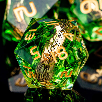 Magic Golden Ring DND Dice Set Sharp Edge Red Resin Dice with Box, for use with Dungeons Dragon RPG D&D Tabletop Games Lord D and D Polyhedral Dice Set