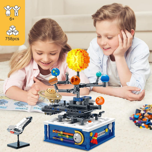 Sitodier Solar System Building Toy with Light, 758pcs Space Exploration Building Toys with Rotatable Plants, Educational Science Astronomy STEM Toy Beautiful Gifts for Boys Girls Ages 6+ Years Kids