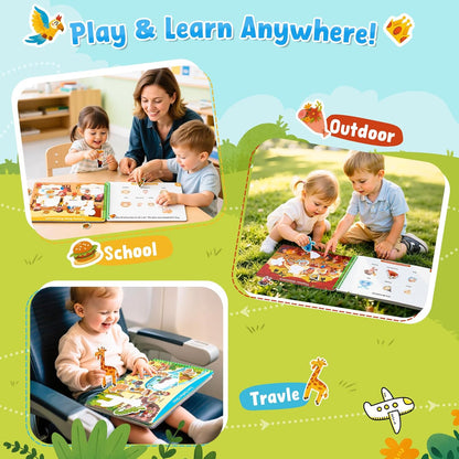 JoyCat Preschool Busy Book for Toddlers 3-5, Dual-Language Learning Activities, Educational Sensory Toys, Autism Learning Materials for Boys & Girls, English and Spanish Version