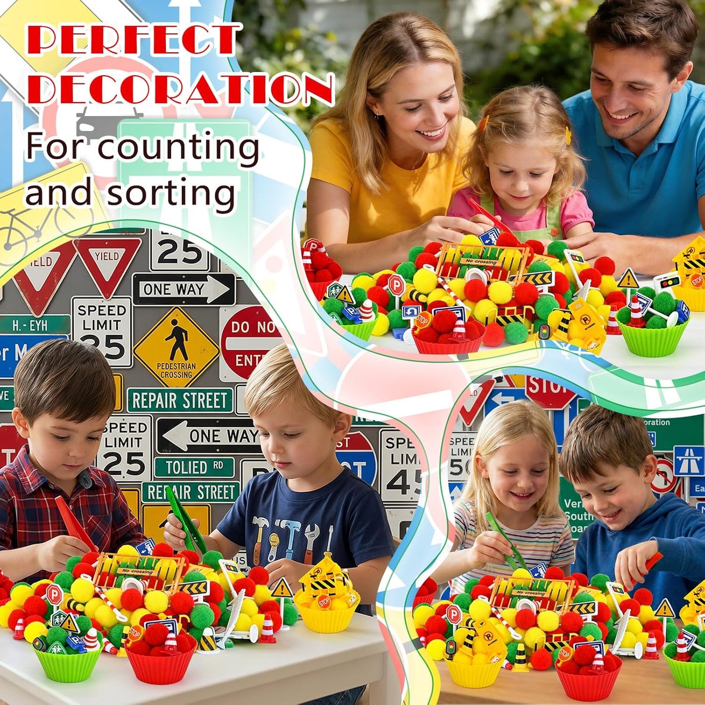 270 Pcs Numbers and Letters Sensory Bin Items Back to School Counting Sorting Sensory Bin Filler Fine Motor Numbers and Letters Geometric Figure Counts for Easter Spring Summer Sorting