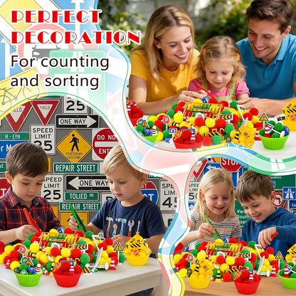 270 Pcs Numbers and Letters Sensory Bin Items Back to School Counting Sorting Sensory Bin Filler Fine Motor Numbers and Letters Geometric Figure Counts for Easter Spring Summer Sorting