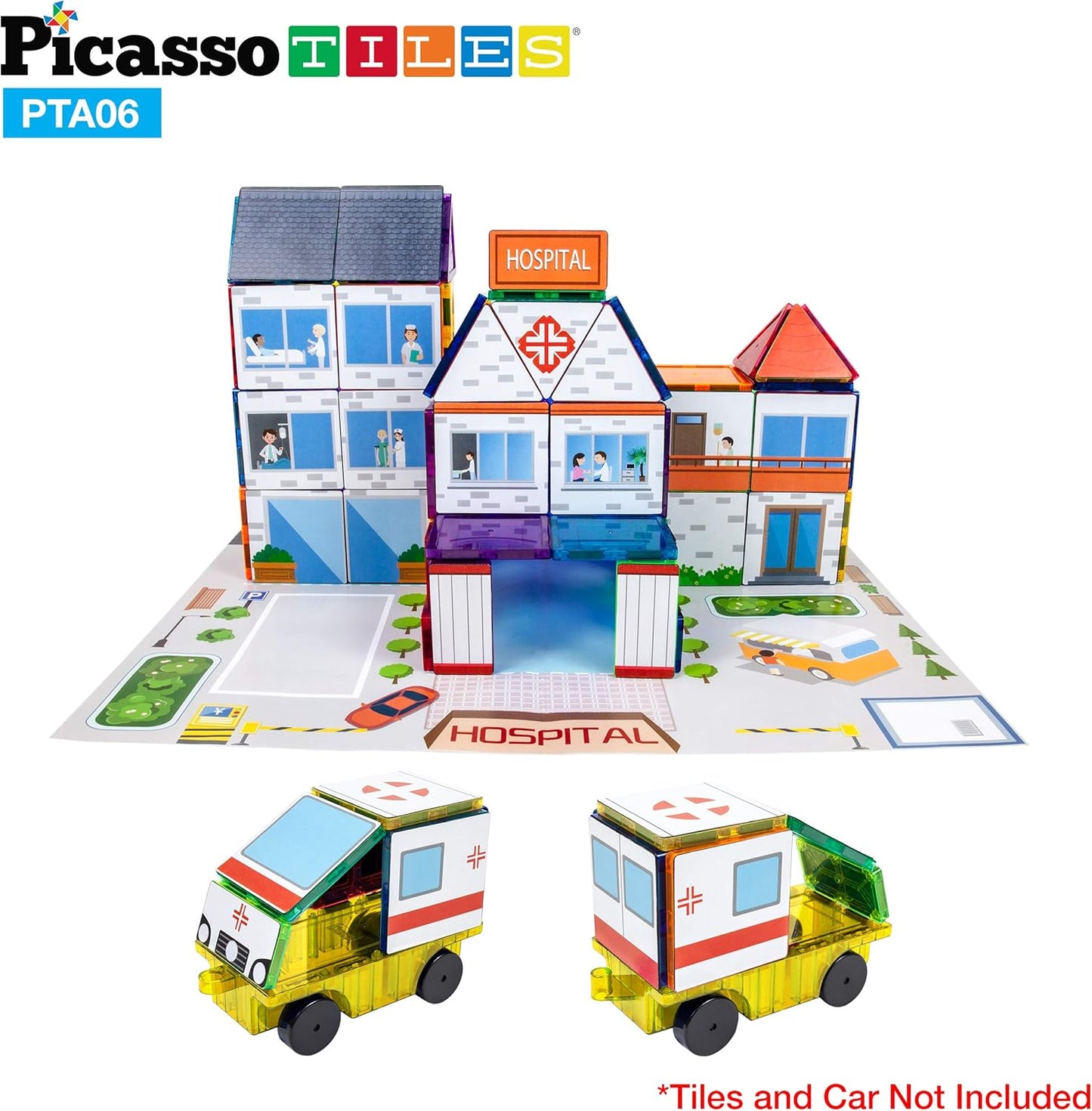 PicassoTiles Foldable Toy Storage Chest Box Forest Animal Theme Magnet Tile Organization Bin with Lid and Handles Magnetic Tiles Playroom Organizer STEM Early Educational Toys Boys Girls Ages 3+ PTA34