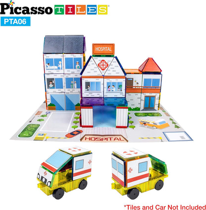 PicassoTiles Foldable Toy Storage Chest Box Forest Animal Theme Magnet Tile Organization Bin with Lid and Handles Magnetic Tiles Playroom Organizer STEM Early Educational Toys Boys Girls Ages 3+ PTA34