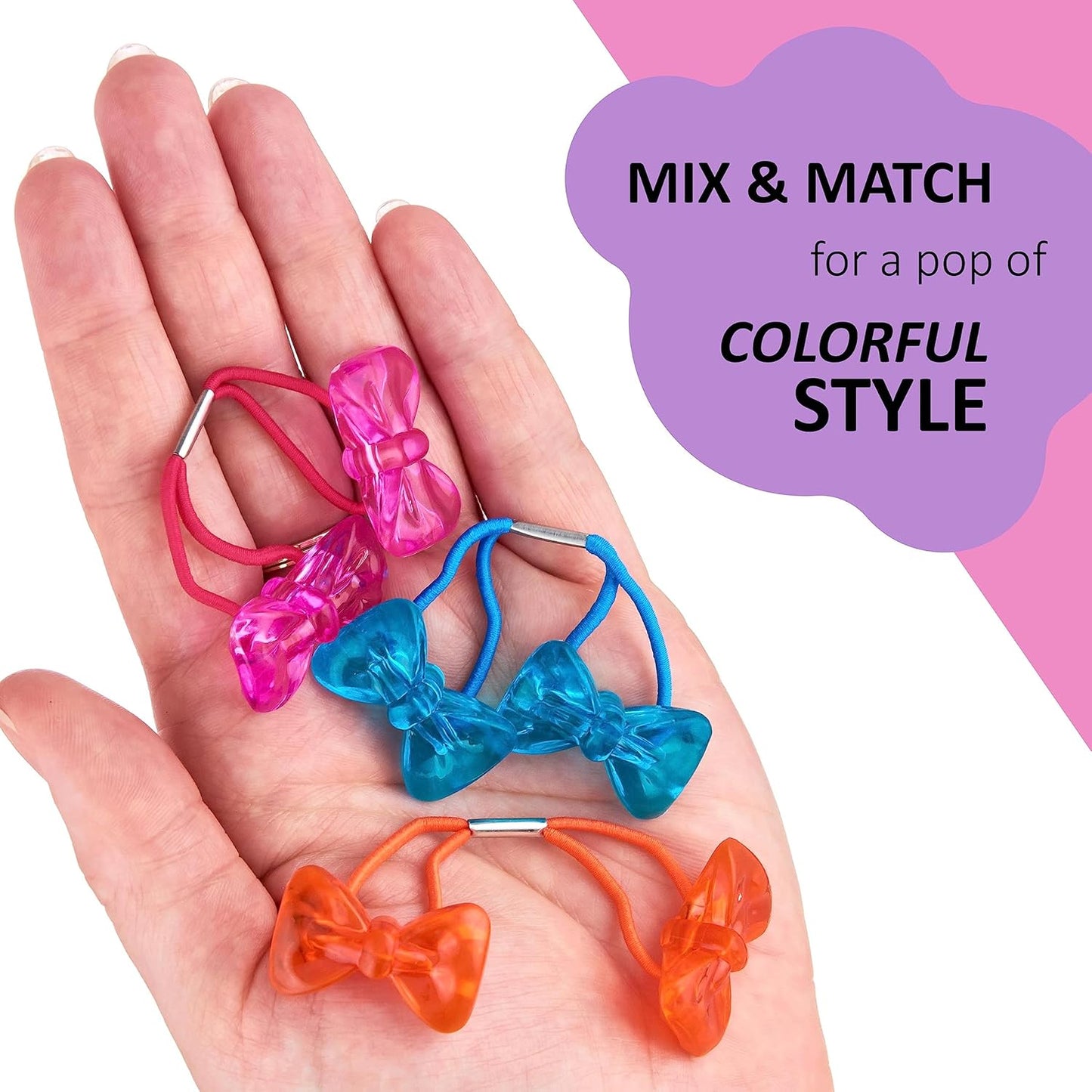 20pc Ponytailers Balls Elastics 18mm Round Opaque Multicolored Twin Beads Bauble Holders Toddler Kids Braiding Styling