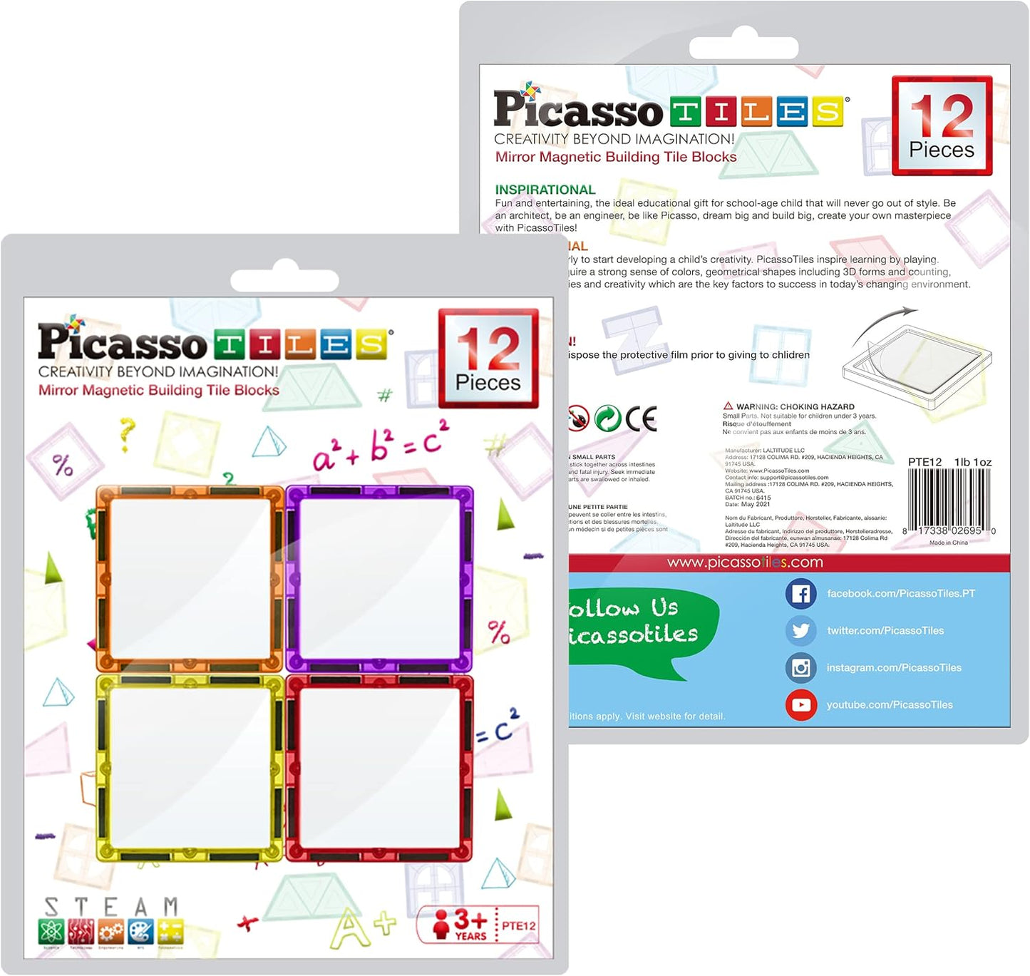 PicassoTiles Magnetic Building Block Set Geometry Shape Magnet Tiles Construction Toy STEM Learning Kit Educational Playset Playboard Pretend Play Stacking Blocks Child Brain Development PT16