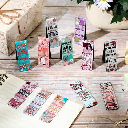 Fumete 60 Pieces Pink Spicy Words Double Sided Magnetic Bookmarks Cute Cartoon Pattern Bookmarks Magnet Page Spicy Words Page Clip for Women Book Lover Gifts Summer Party Supplies