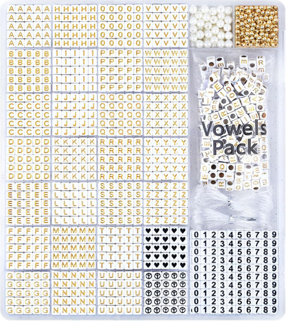 DoDoBeads 1270 Pcs Letter Beads Kit, White and Colorful Square Acrylic Alphabet Beads with Extra Vowels, Numbers & Spacers, Perfect for Friendship Bracelets