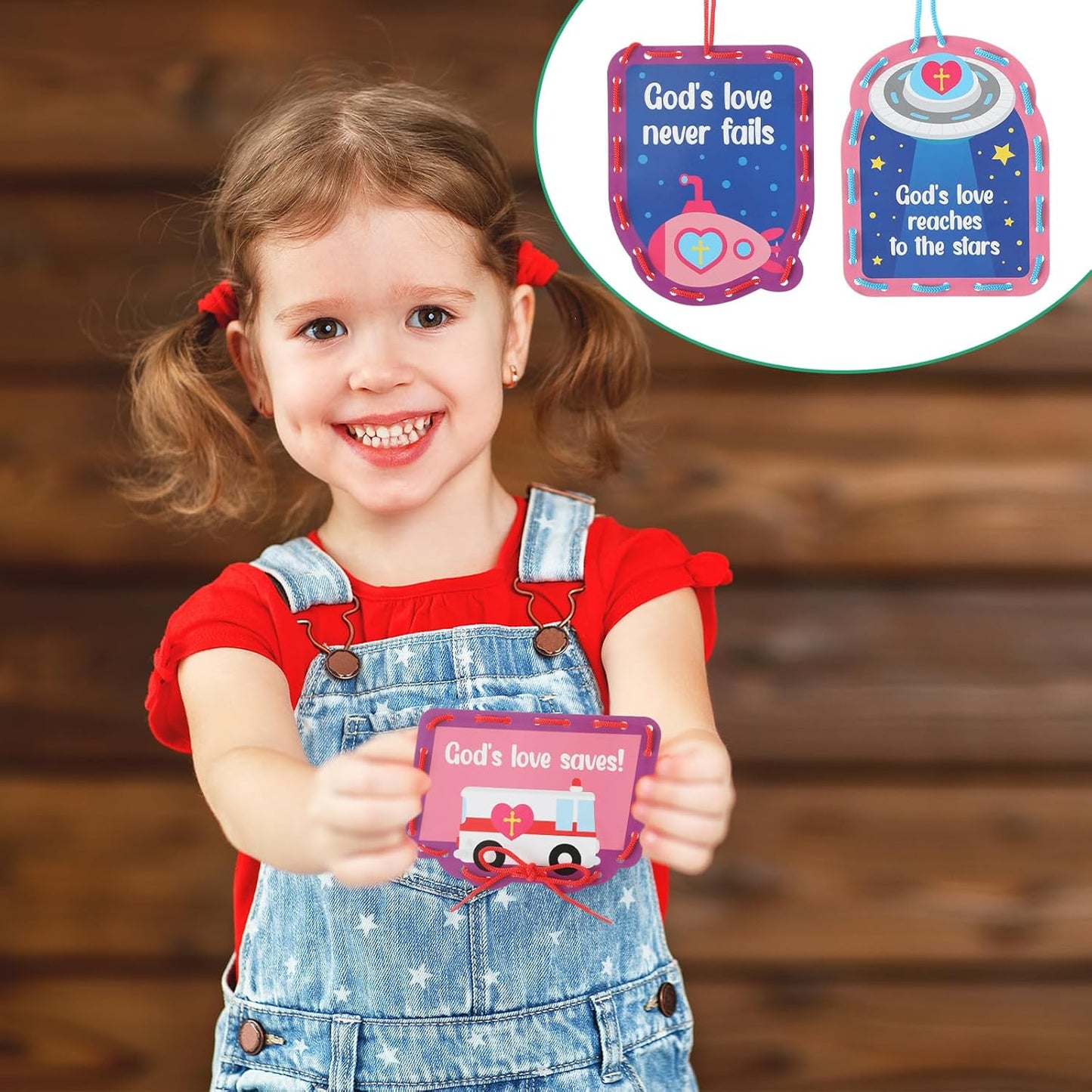 Skyygemm 36 Pcs Religious Lacing Cards Cutouts God's Love Jesus Christian Sewing Cards Kits for Preschoolers with 3 Colorful Laces for Sunday School VBS Favors 12 Styles