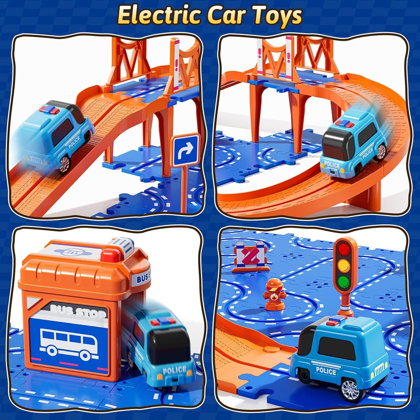 Toddler Puzzles Track Cars Toys for Kids, Boys and Girls Age 3-5 4-7, Floor Puzzle Race Track with Cars and Road Signs, Birthday Toy Games for 3 4 5 6 7 8 Year Old Birthday Gifts