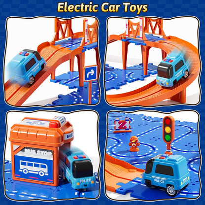 Toddler Puzzles Track Cars Toys for Kids, Boys and Girls Age 3-5 4-7, Floor Puzzle Race Track with Cars and Road Signs, Birthday Toy Games for 3 4 5 6 7 8 Year Old Birthday Gifts