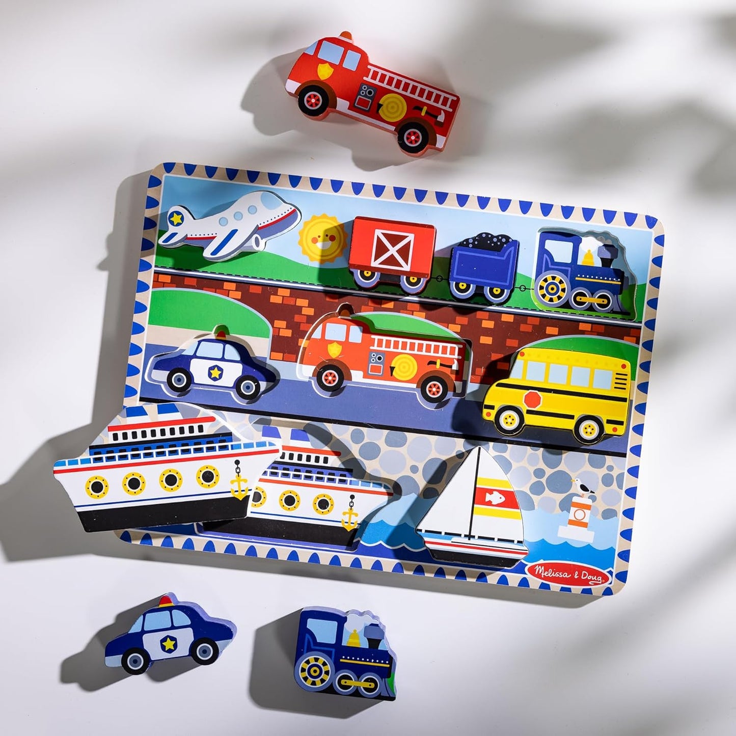 Melissa & Doug Safari Wooden Chunky Puzzle (8 pcs), Educational Screen Free Activity for Toddler, Preschoolers and Kids Ages 2+ - FSC Certified