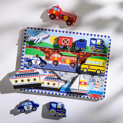 Melissa & Doug Safari Wooden Chunky Puzzle (8 pcs), Educational Screen Free Activity for Toddler, Preschoolers and Kids Ages 2+ - FSC Certified