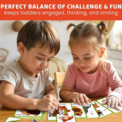 QUOKKA Toddler Puzzles Ages 2-4 – 100% Self-Correcting 16 Matching Pairs of Wood Animals – Educational Toddler Puzzles Ages 1-3 with 32 Pieces - Memory Matching Games for 3-5 Years Old Boys and Girls
