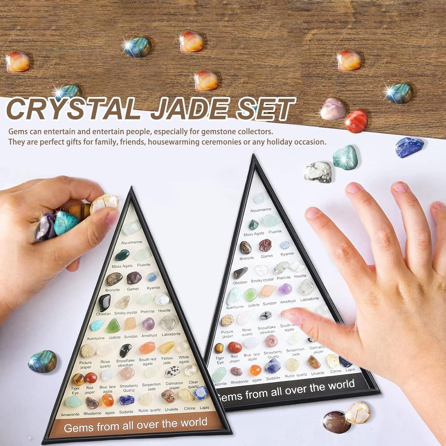 Natural Gem and Rock Collection 36 Kind Mineral Ore Collection Specimens Natural Crystal Specimens and Geology Gem Kit Educational Gift for Kids Student Champaign Gold