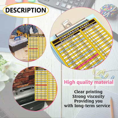 3 Pack Conversion Chart Stickers Fraction-Decimal to Metric Conversion Chart Stickers 5.5 x 8.5 Inch Waterproof Vinyl MM to Inches Conversion Chart Toolbox Sticker, Engineer, Mechanic Decals
