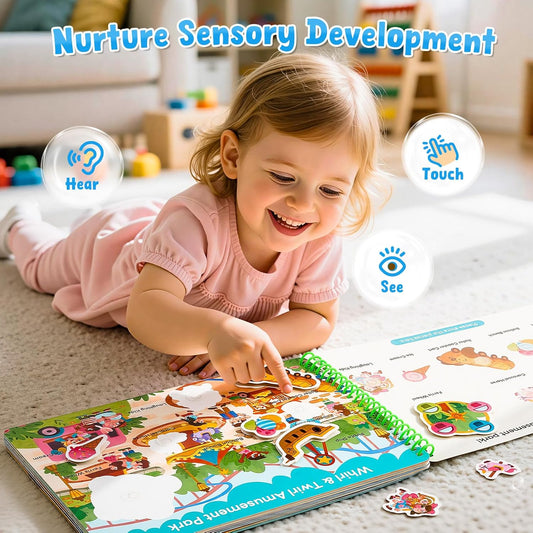 JoyCat Preschool Busy Book for Toddlers 3-5, Dual-Language Learning Activities, Educational Sensory Toys, Autism Learning Materials for Boys & Girls, English and Spanish Version