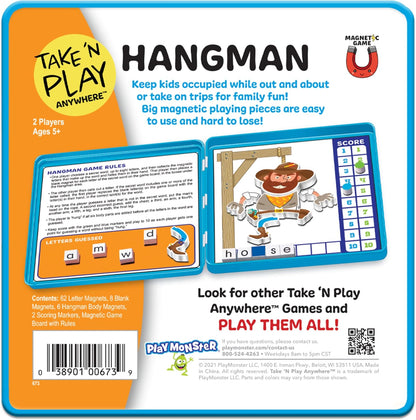 PlayMonster Take N Play Anywhere — Hangman — Easy to Use, Hard to Lose — Fun on the Go Travel Game — For Ages 5+
