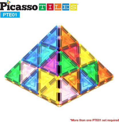 PicassoTiles 4pcs Magnetic Building Block Large Square Shape Magnet Tiles Construction Toy STEM Learning Kit Educational Playset Playboard Pretend Play Stacking Blocks Child Brain Development PTE09