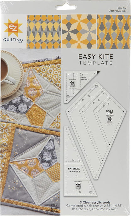 EZ Quilting 8829477 Acrylic Kite Quilting Template Set, Sizes 2.75" x 4.75", 4.25" x 7", and 5.625" x 9.625", 3pcs