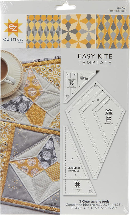 EZ Quilting 8829477 Acrylic Kite Quilting Template Set, Sizes 2.75" x 4.75", 4.25" x 7", and 5.625" x 9.625", 3pcs