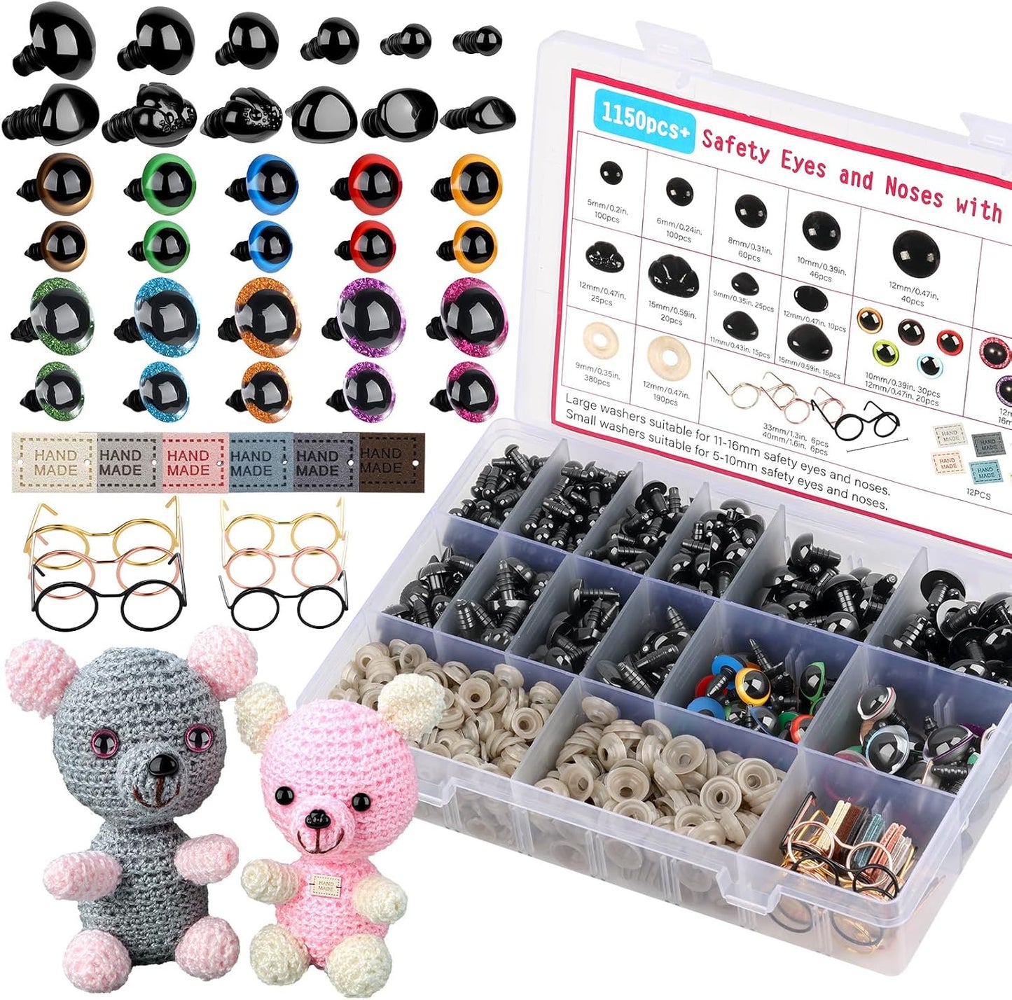 Funtopia 700+ Pcs Pop Beads Arts and Crafts for Kids 4-6 and 1150pcs Safety Eyes for Crocheting