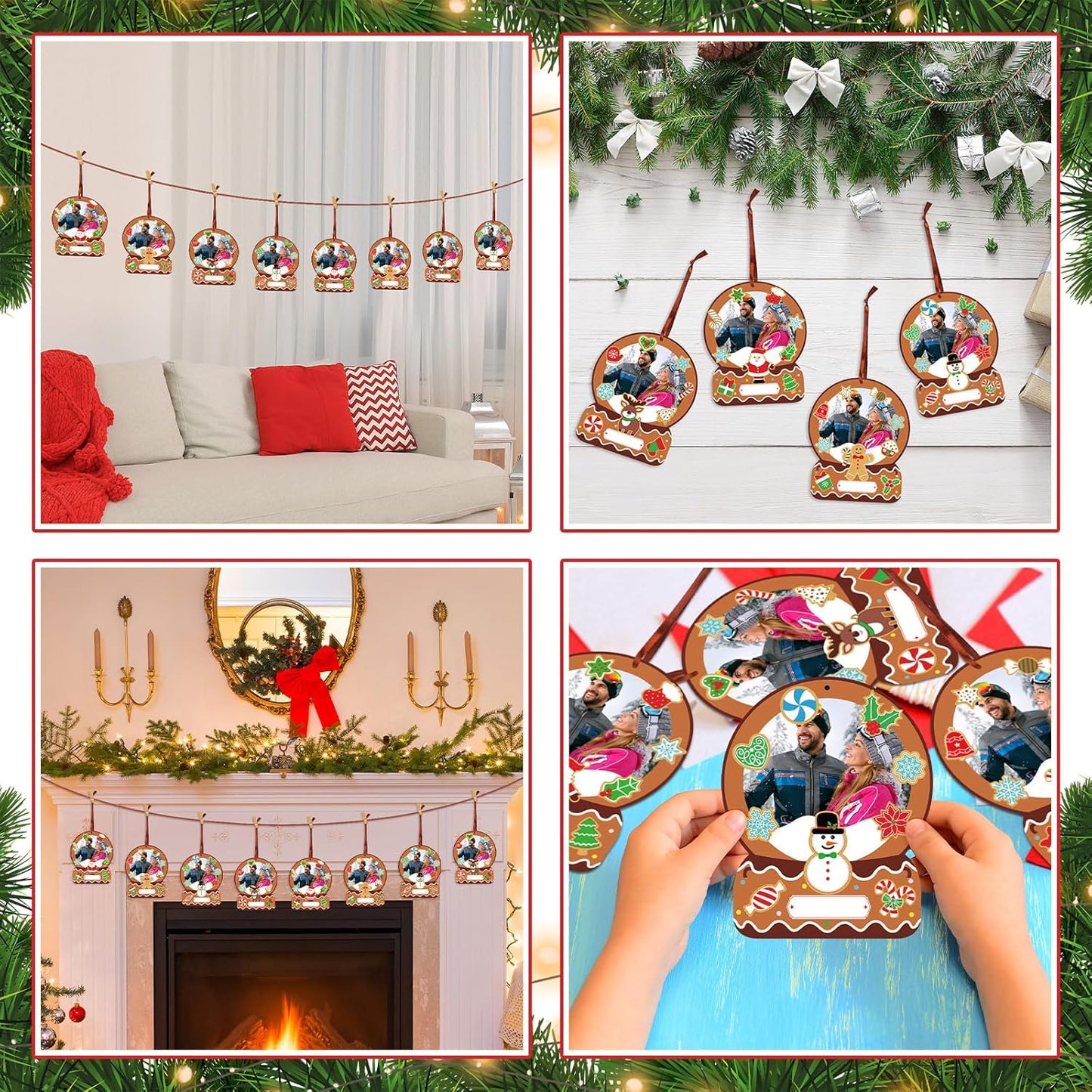 Barydat 24 Set Winter Picture Frame Craft Kits Paper Snow Globe Crafts for Kids Bulk Christmas Tree Ornament DIY Winter Photo Frame Crafts for Home Classroom Activities Party Decoration